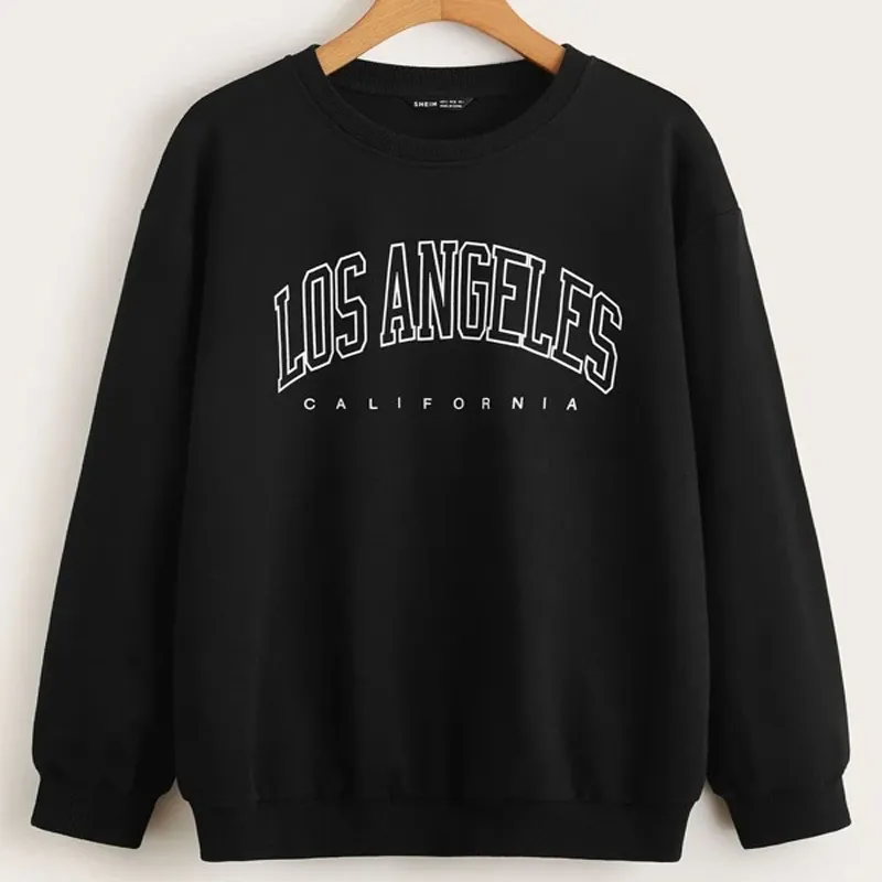 Zweet Shirts Voor Unisex Los Angeles California Gedrukt Zwart Oem Service Vrouwen Sweater Custom Ontwerp Sweatshirt Fleece O-hals