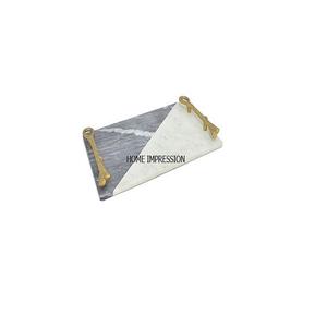 Bandeja de mármol de primera calidad, manijas de Metal, nueva bandeja de mármol de lujo para servir aperitivos, galletas, bandeja para servir para suministros de cafetería De Hotel - Product Image 2