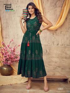 Dernières Kurtis longues fantaisie en coton M L XL XXL Designer Anarkali pour femmes Inde 2023 Vêtements décontractés - Product Image 2