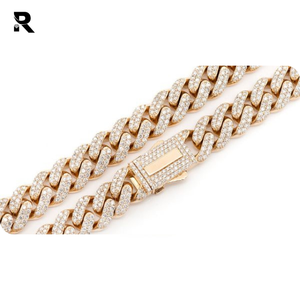 14K White and Rose Yellow Gold 24.25ctw <b>Diamond</b> Necklace 12mm Miami Cuban Style - Product Image 4