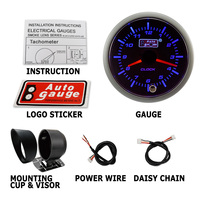 Meteran Performa Layar LED Hitam Digital Otomatis Jam Meteran Listrik 52mm Gerakan Motor Stepper Aluminium 12/24