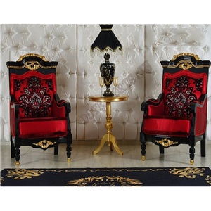 Fauteuils d'appoint DST Exports en teck sculpté à la main, finition noire, pour la maison, fauteuils d'angle, finition rouge et noire, fauteuils de salon, Royaume-Uni - Product Image 1