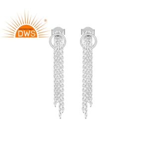 Boucles d'oreilles longues, multi-chaîne, en argent Sterling 925, produit de fabrication de bijoux, pendentif - Product Image 1