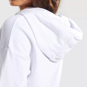 Crop Top Hoodie In Stock Women's Fitness Tracksuit Set Warm Long Sleeve Casual Custom Crop Top Hoodie - Product Image 4