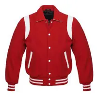 Bán Buôn Unisex Thời Trang Casual Bóng Chày Áo Tùy Chỉnh Letterman Cotton Polyester Unisex Red Color Varsity Jacket Phụ Nữ Hoặc Nam Giới