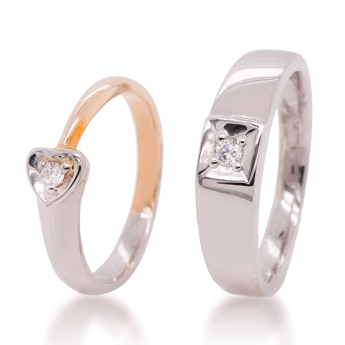 Cubic Zirconia Bezel Setting Wedding Bands Diamond Stone Jewelry 18K Gold Rings With Round Brilliant Cut Diamond For Anniversary