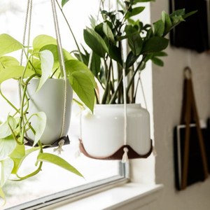 Support de plante suspendu d'intérieur en cuir fait main Magic - Product Image 1