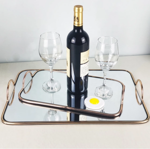 Plateau de rangement de luxe à cadre métallique, avec galvanoplastie, style européen, objet décoratif - Product Image 1