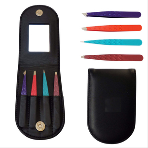 Professional Slanted Tip Tweezers Set with Eco-Friendly Luxury Case and Mirror Precision Stylish Eyebrow Stainless Steel - Product Image 1