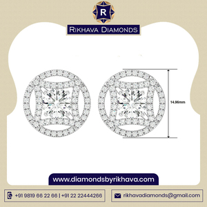 Pendientes de oro blanco puro de 14 quilates de diseñador, nueva colección elegante con diamantes redondos brillantes, joyería de precio competitivo - Product Image 3