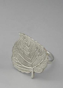 Leaf Shaped Napkin Ring Rare Designed Silver Leaf Napkin Holder for Dining Table Decorations Premium Pure Modern <b>Tissue</b> Holder - Product Image 2