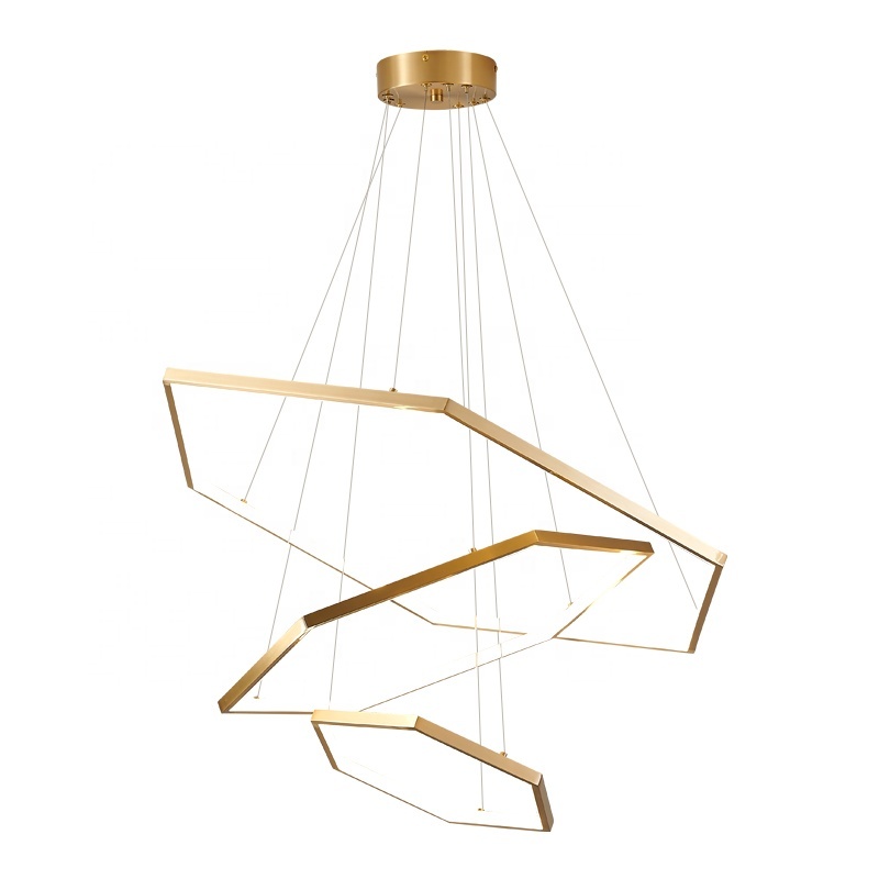 Postmodern Hexagonal Geometry Creative Personality Stainless Steel Light Luxury LED Chandelier