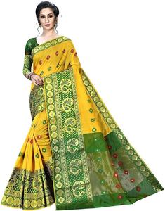 Sari en coton et soie Banarasi multicolore pour les fêtes, avec chemisier non cousu, design moderne pour femmes indiennes et pakistanaises, collection intemporelle. - Product Image 1