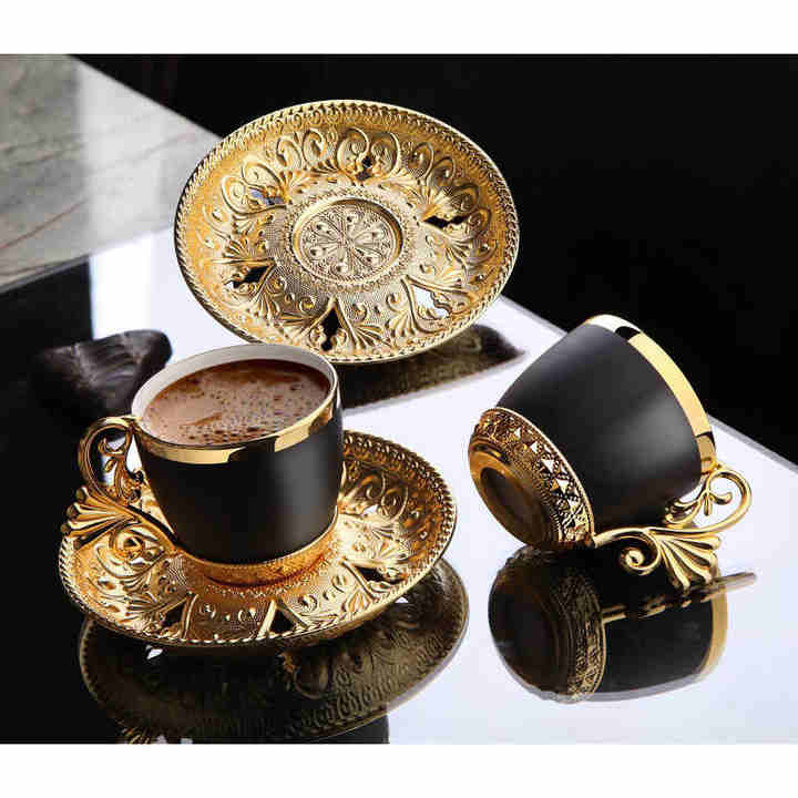 Tasse à café,Ensemble de verre à thé turc doré brodé 12 pièces couronne  service à thé turc arabe thé présentations Orient Exp - Cdiscount Maison