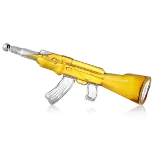 AIHPO 주류 선물 소총 바 액세서리 칵테일 버번 AK 47 총 모양의 유리 병 위스키 디켄터 세트 총알 안경