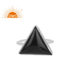Triangular Black Onyx <b>Ring</b> 925 Sterling Fine Silver <b>Ring</b> Jewelry Supplier <b>Adjustable</b> <b>Ring</b> Gemstone Jewelry Wholesaler - Product Image 1