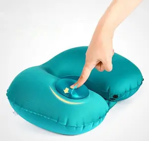 Cojín de aire inflable para cuello, almohada portátil de forma de U, automático, tipo Push-up