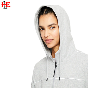 Jersey de mujer con capucha corta para mujer, sudaderas con capucha cortas, suéter de manga larga de Color en contraste, venta al por mayor, lana negra de invierno - Product Image 3