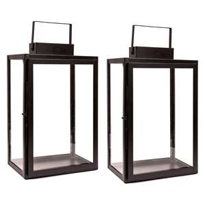 Linterna de vela de vidrio y acero inoxidable pulido oscuro Linterna de metal y vidrio para ocasiones navideñas del fabricante - Product Image 1