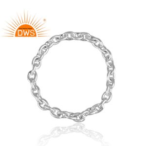 Nuevo anillo de cadena de eslabones de plata esterlina fina, joyería de plata lisa, Colección clásica, Colección delicada - Product Image 2