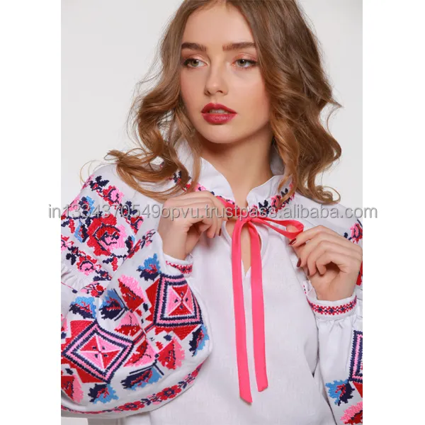 Pleasant Touch Sensation Elegant and Modern Embroidery Ukrainian Blouse Signs of Respect and Well Wishing Ancient Style Boho Top