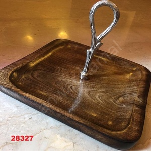 Hot New Arrival Square Wood & Metal Bandeja para servir Madera de teca Vendedor caliente Muy buscado - Product Image 5