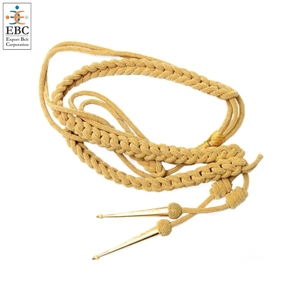 Cordon en Mylar doré, fil français, aiguillette à double pointe métallique, tricoté à la main, avec boules de polyester et de laine pour cordons d'uniforme - Product Image 4