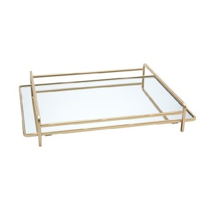 Nueva llegada niquelado redondo hecho a mano bandeja de diseño de metal decorativo borde de metal y asas de metal bandeja de servicio - Product Image 4