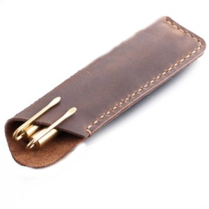 Étui à 2 stylos en cuir à Grain riche fabriqué en usine OEM pour le bureau et les cadeaux - Product Image 2