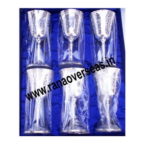 Handmade Engraved Brass Champagne Fluted <b>Wine</b> Glass With Silver Plated for Bar Hotel & Home - Product Image 1