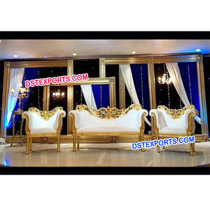 Ensemble de canapé élégant, sculpté doré, décoration de scène de mariage asiatique, meubles de mariage élégants, 1 pièce - Product Image 1