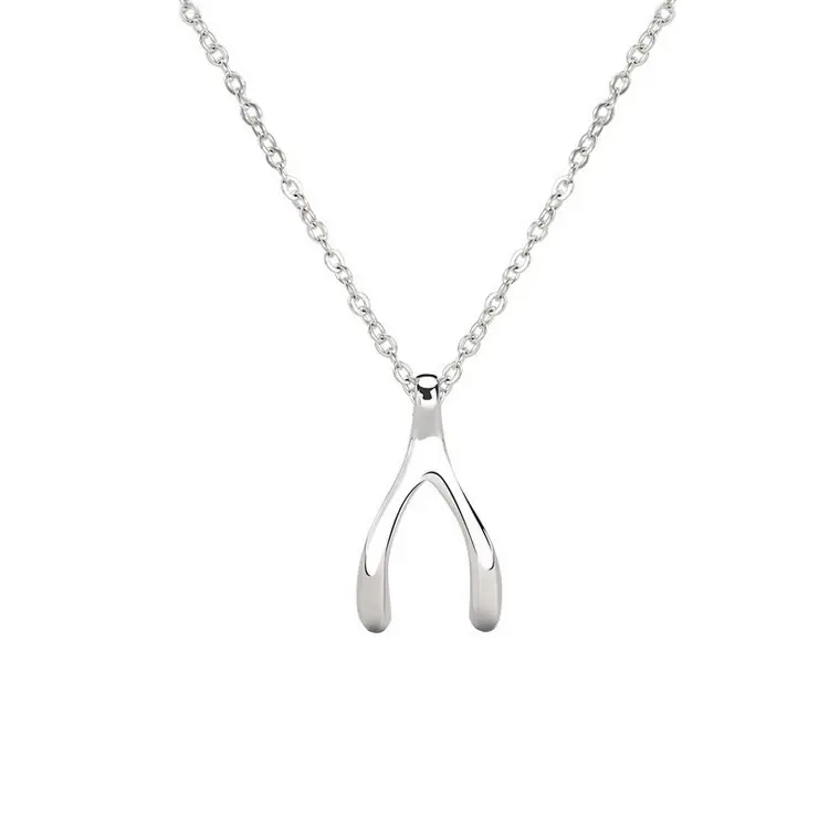 daily silver jewelry wish bone charm wishbone string wish necklace