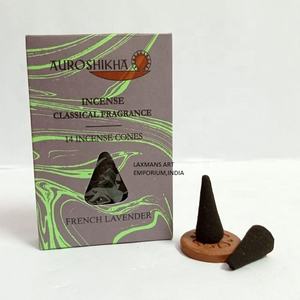 Cônes d'encens parfumés à la lavande française Auroshikha, 10 grammes, 100% naturels, toutes saisons, exportateur en gros d'Inde - Product Image 1