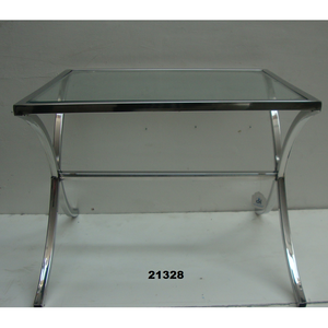 โต๊ะกลางสแตนเลสพร้อมท็อปกระจก - Product Image 1