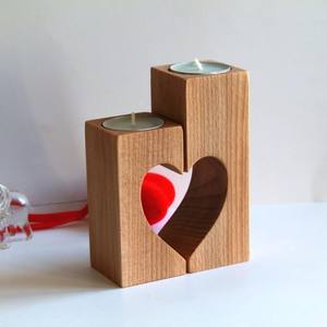 <span class=keywords><strong>Bougeoir</strong></span> en bois rustique en forme de cœur, cadeau de mariage, pour la saint-valentin, décoration de maison - Product Image 2