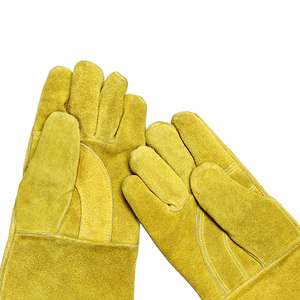 Guantes de soldadura Tig de cuero amarillo personalizados al por mayor fabricante de Pakistán, seguridad anticorte antiimpacto para trabajadores de la construcción - Product Image 5