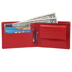 Cartera de Cuero Genuino Rojo de Alta Calidad para Hombre, Diseño Delgado y Plegable con Múltiples Ranuras para Tarjetas, para Uso Diario, Disponible para la Venta - Product Image 2