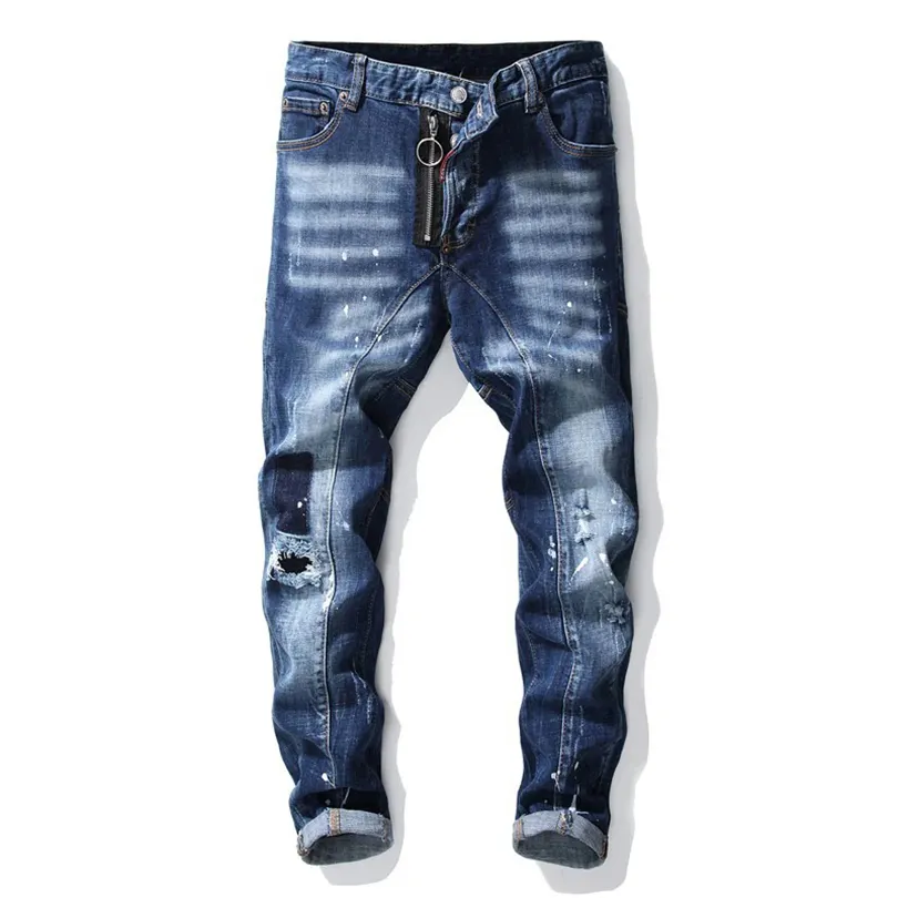 New Broken Hole Distressed Latest Fashion Cheap Price Men Slim Jeans Pants Bike Denim Pants
