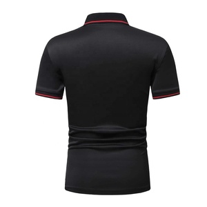 Camiseta de golf negra informal de manga corta de alta calidad para hombre, camisetas de polo de talla grande, logotipo bordado personalizado, OEM antiarrugas - Product Image 3