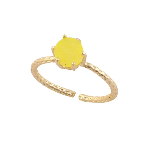 कस्टम मेड विशेष डिजाइन अंगूठी 6mm गोल आकार पीला सुलेमानी druzy अंगूठी सोने/चांदी मढ़वाया समायोज्य शूल सेटिंग यूनिसेक्स अंगूठी