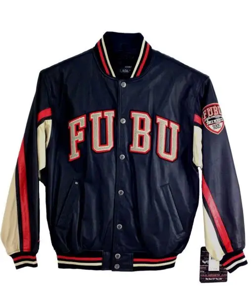 Mens FUBU Varsity Blue Leather Jacket