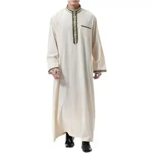 100% Original Fabric Islamic Mens Clothing Kaftan Maxi Muslim Male Shirt Long Sleeve Abaya Cotton Dress manufactures in India