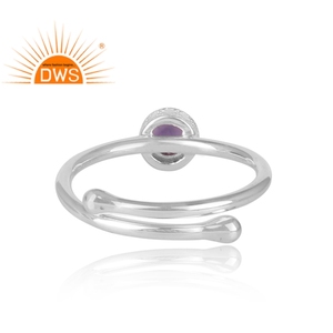 Bague en pierre d'améthyste violette naturelle, 925 en argent Sterling, bijou fait à la main, de styliste, pour filles - Product Image 4