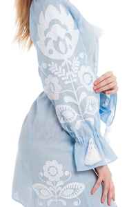 2022 nouveau été élégant taille haute femmes robe décontracté O cou à manches longues brodé à la main dentelle florale décoration tissé méthode - Product Image 3