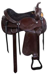 Conjunto de Silla de Montar Occidental de Cuero Genuino Premium, Duradero, con Herrajes de Acero Inoxidable (Tamaño del Asiento 14-18 Pulgadas), Varios Colores y Tamaños - Product Image 3