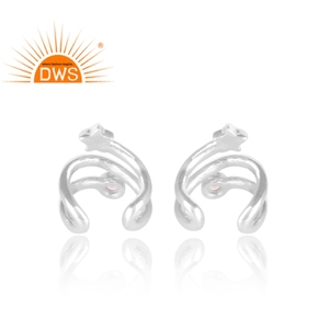 Handmade <b>Cuff</b> <b>Earring</b> Gemstone Jewelry Supplier White Topaz Fine 925 Silver Jewelry Manufacturer - Product Image 3