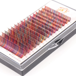 Extensiones de Pestañas CharmLash de Alta Calidad, Fibra PBT Coreana, Etiqueta Personalizada, Color Violeta Multicolor, Rizos Naturales Especiales, Curvatura BC - Product Image 4