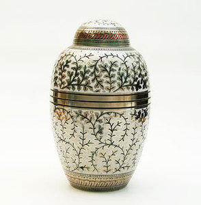 Urnes funéraires métalliques élégantes de style américain, couleur argent, avec trois bandes décoratives, pour souvenir funéraire - En solde - Product Image 4