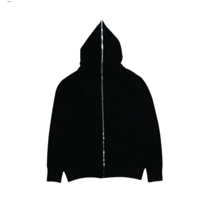 Custom full face zip up hoodie black zipper hoodies 100% cotton fleece breathable streetwear hooded sweatshirt