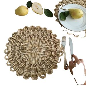 Premium <b>Metal</b> Woven Rattan Coasters Customizable Size Stylish Durable Finished Ideal For Hotel Restaurant Teacups Set Of 6 Pcs - Product Image 3